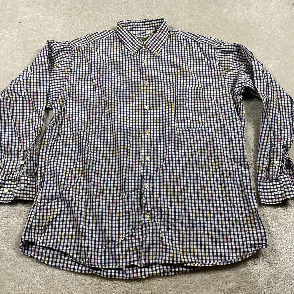 Gitman Bros Shirt Mens XL Multicolor Check Long Sleeve Button Down USA Cotton